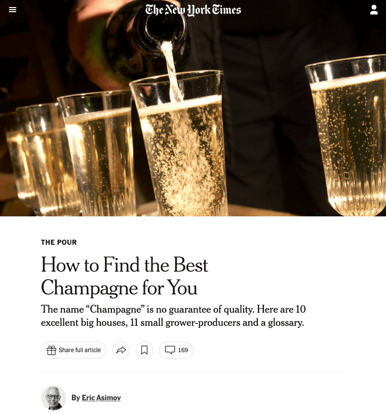 Charles Heidsieck feature in New York Times 2024