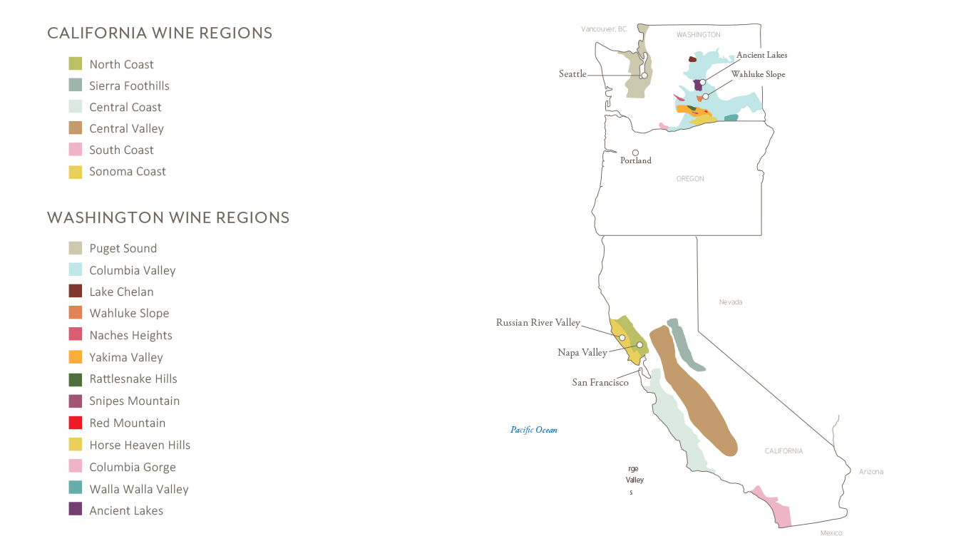 USA Wine Region Map