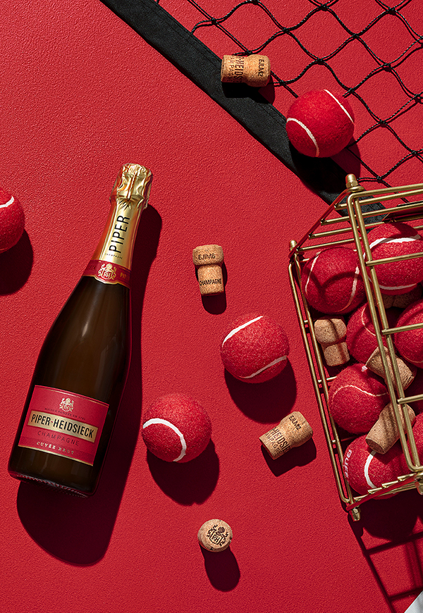 Piper-Heidsieck - Cuvee Brut on tennis court - All red